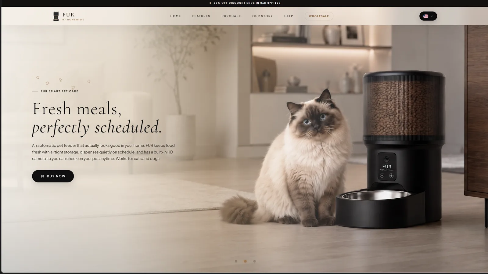 Fur Smart Pet Feeder ecommerce website